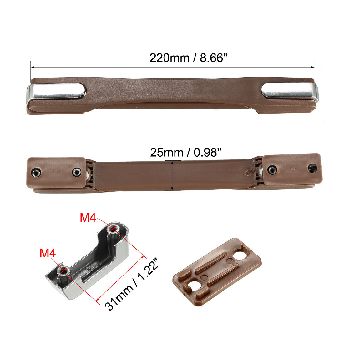 uxcell Uxcell Luggage Handle, 220mm Long Strap Grip Replacement for Suitcase Case Brown 2Pcs