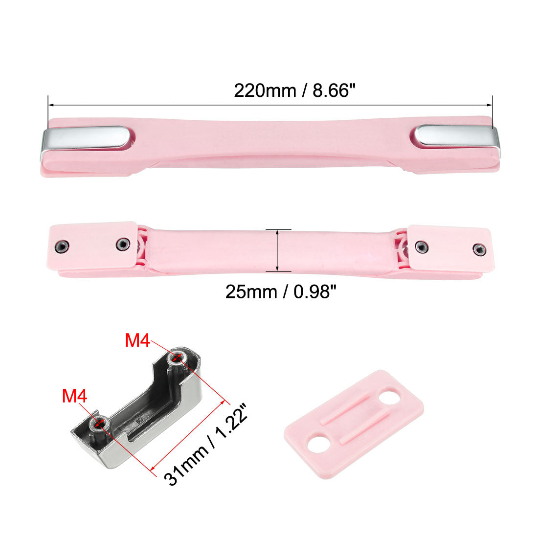 uxcell Uxcell Luggage Handle, 220mm Long Strap Grip Replacement for Suitcase Case Pink