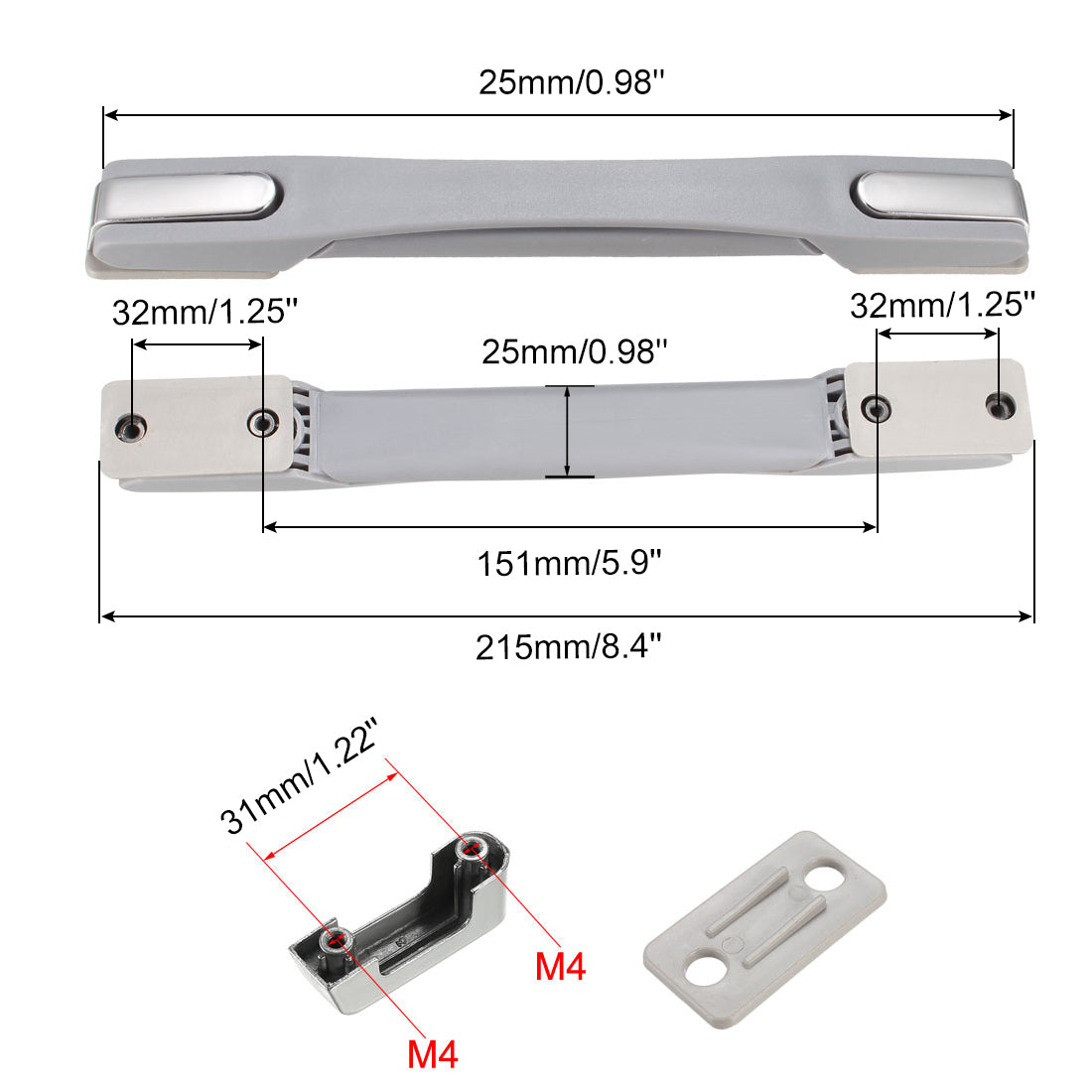 uxcell Uxcell Luggage Handle, 220mm Long Strap Grip Replacement for Suitcase Case Gray