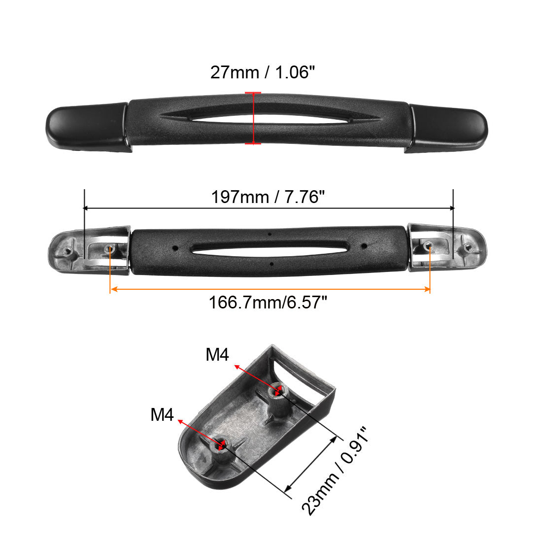 uxcell Uxcell Koffergriff, Ersatzgriffschlaufe 197mm Ersatzgepäckgriff Ersatzkoffergriff Schwarz