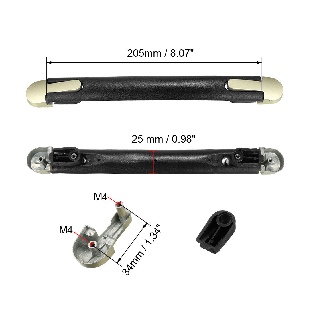 uxcell Uxcell Koffergriff, Ersatzgriffschlaufe 205mm Ersatzgepäckgriff Tragegriff Schwarz