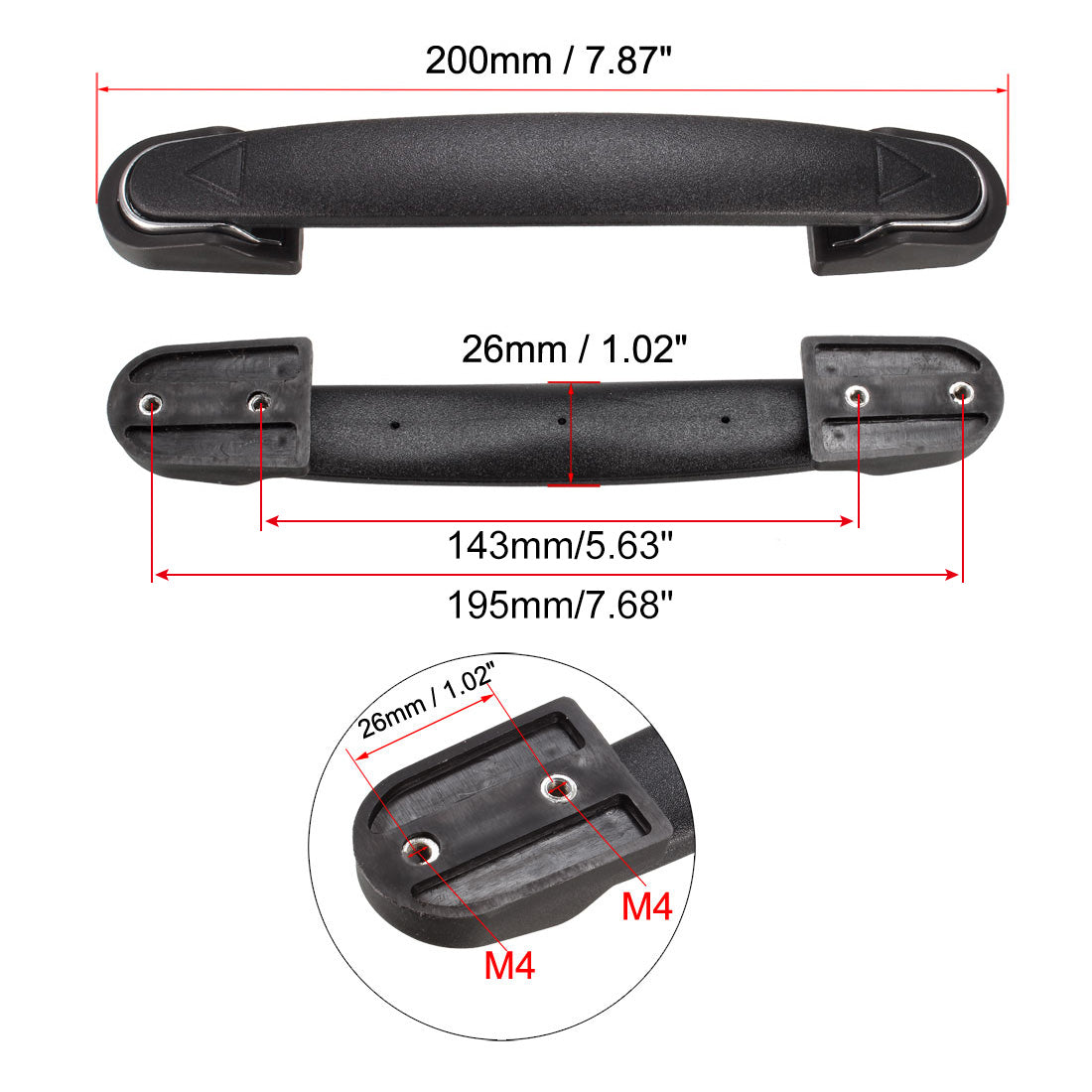 uxcell Uxcell Luggage Handle, 200mm Long Strap Grip Replacement for Suitcase Case Black