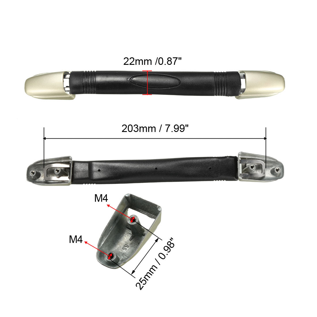 uxcell Uxcell Koffergriff, Ersatzgriffschlaufe 203mm Ersatzgepäckgriff Tragegriff Schwarz