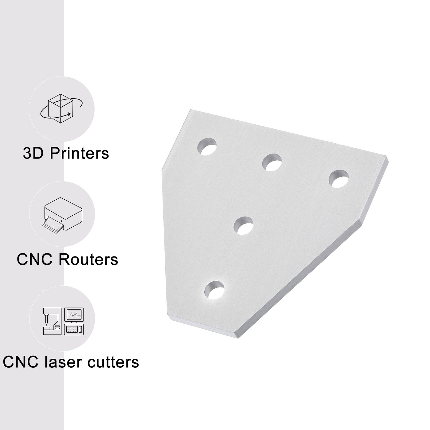 uxcell Uxcell 2Stück 5 Loch T Form außerhalb Platte für 2020 Aluminiumprofil 60x60x4mm