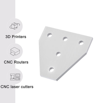 Harfington Uxcell 2Stück 5 Loch T Form außerhalb Platte für 2020 Aluminiumprofil 60x60x4mm