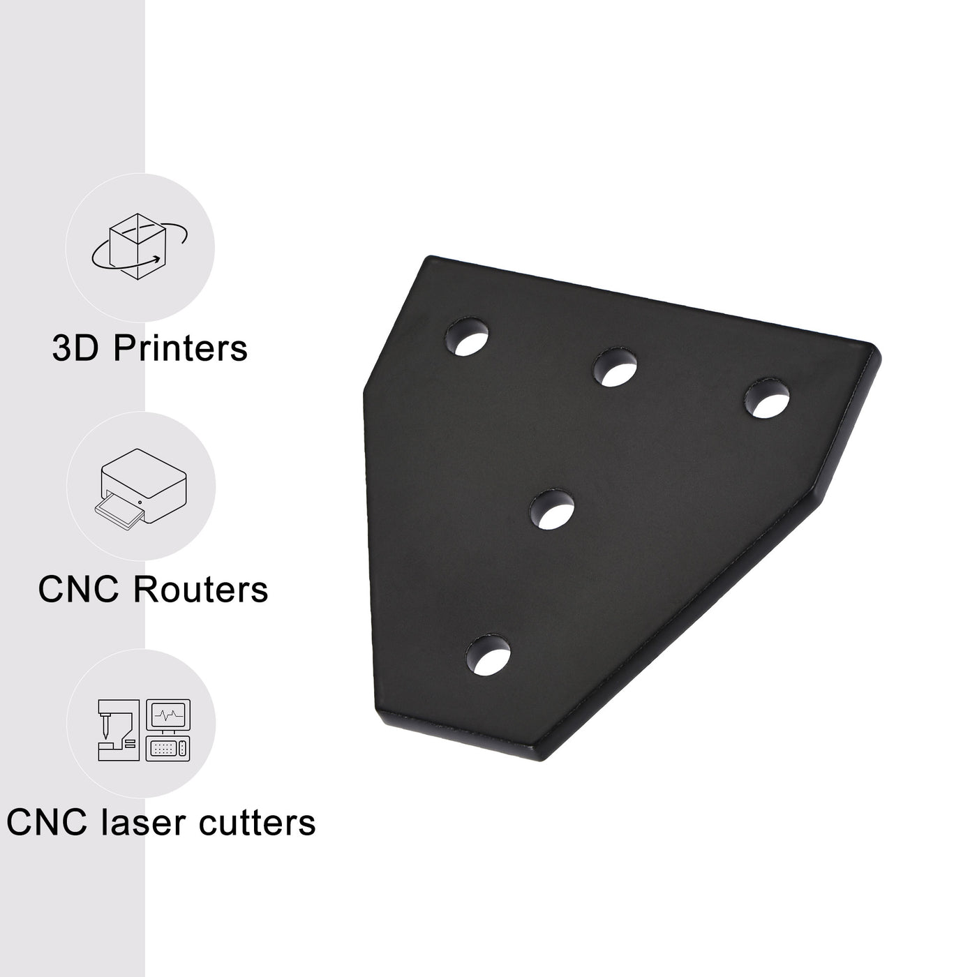 uxcell Uxcell T Shape Outside Joining Plate, 60mm x 60mm x 4mm with 5-Hole Joint Bracket for 2020 Aluminum Profile, 2 Pcs (Black)