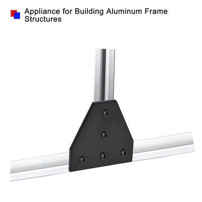 Harfington Uxcell T Shape Outside Joining Plate, 60mm x 60mm x 4mm with 5-Hole Joint Bracket for 2020 Aluminum Profile, 5 Pcs (Black)