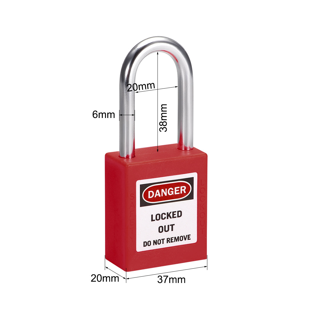 uxcell Uxcell Lockout Tagout Safety Padlock 38mm Steel Shackle Keyed Alike Red