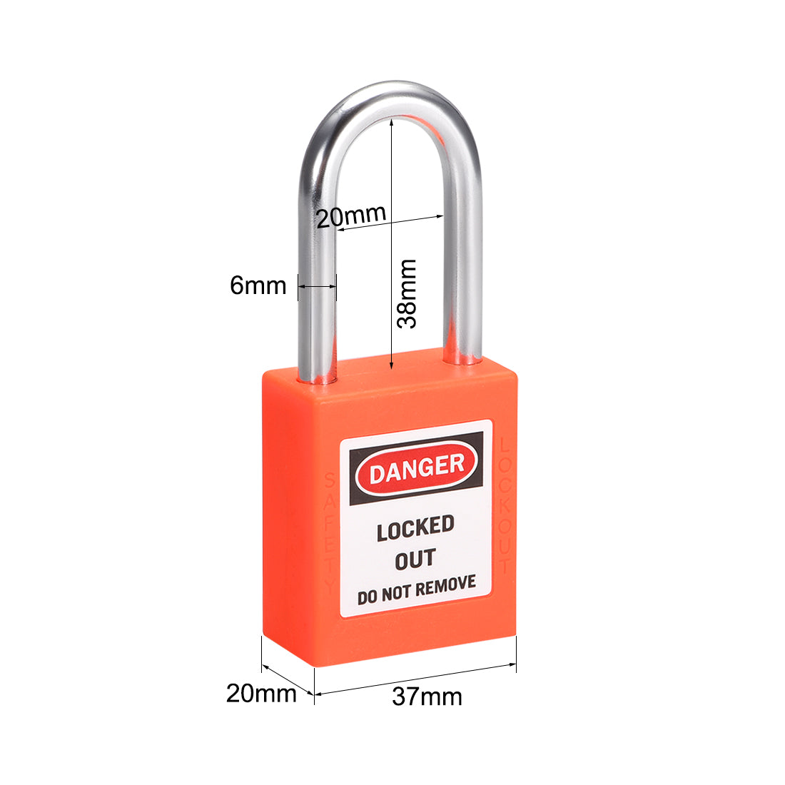 uxcell Uxcell Lockout Tagout Safety Padlock 38mm Steel Shackle Keyed Alike Orange