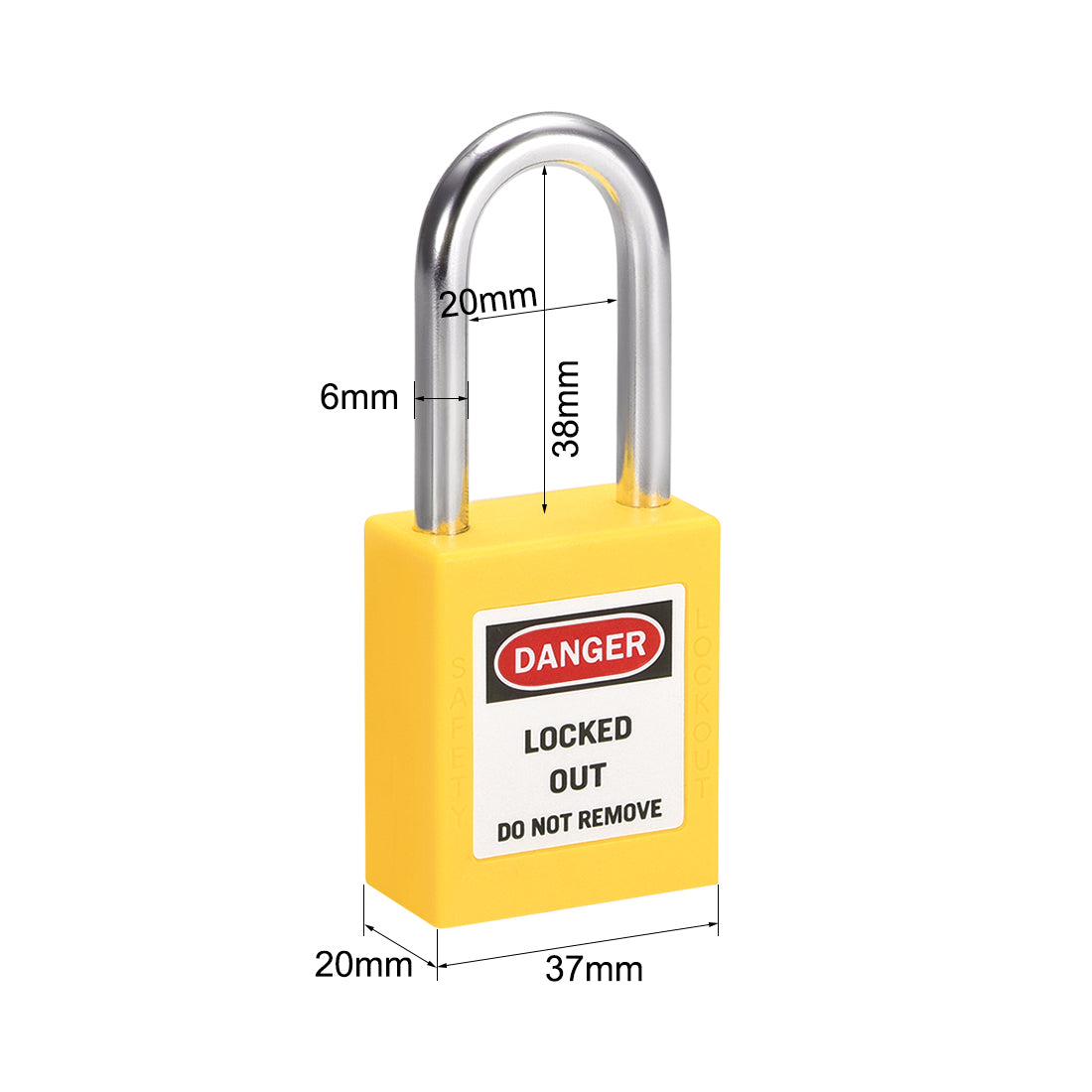 uxcell Uxcell Lockout Tagout Safety Padlock 38mm Steel Shackle Keyed Alike Yellow 2Pcs