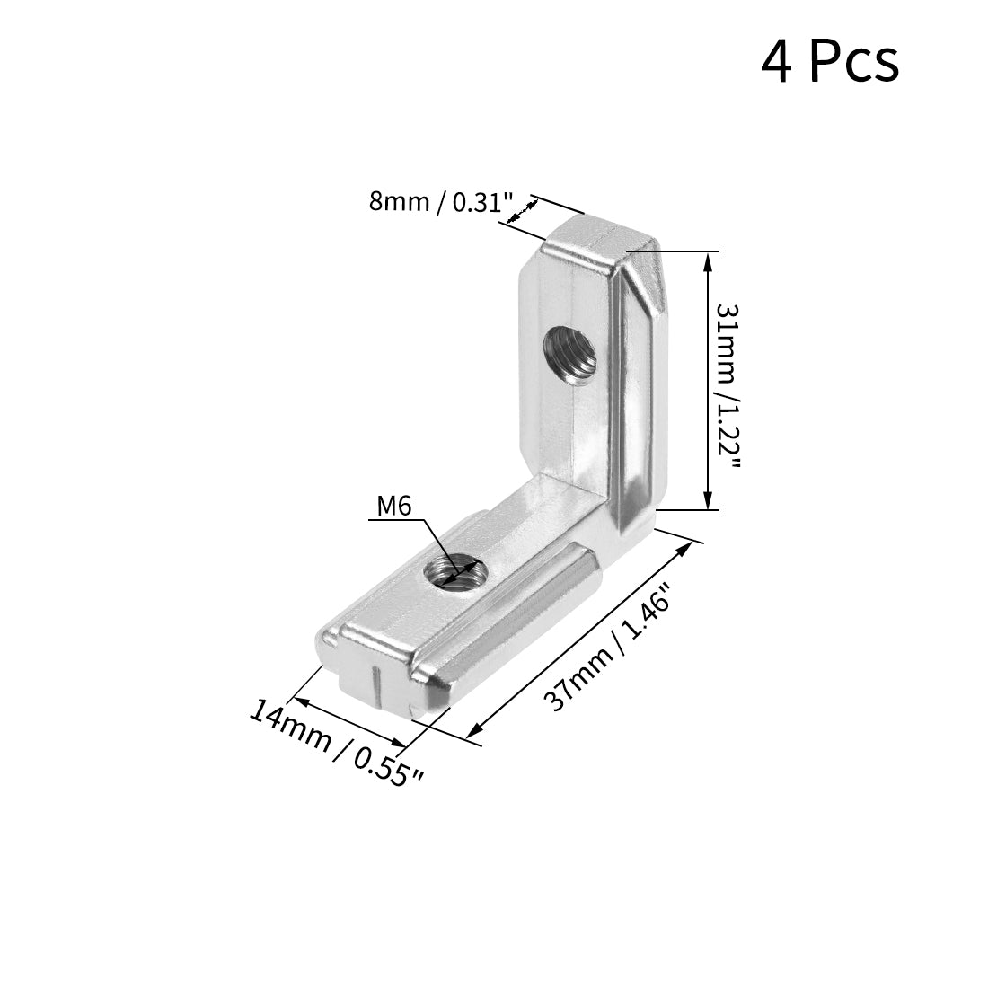 uxcell Uxcell Innengelenkhalterung Inneneckverbinder mit Schrauben für Aluminiumprofil 3030-Serie - 4 Stück