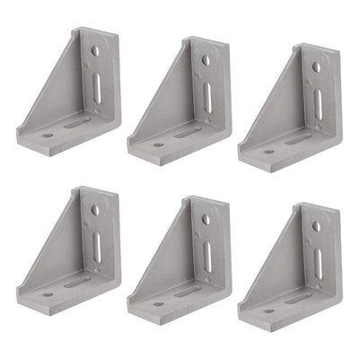 Harfington Uxcell Corner Bracket Gusset, 80mm x 80mm for 4040 Series Aluminum Extrusion Profile with Slot 8mm, 6 Pcs (Silver)