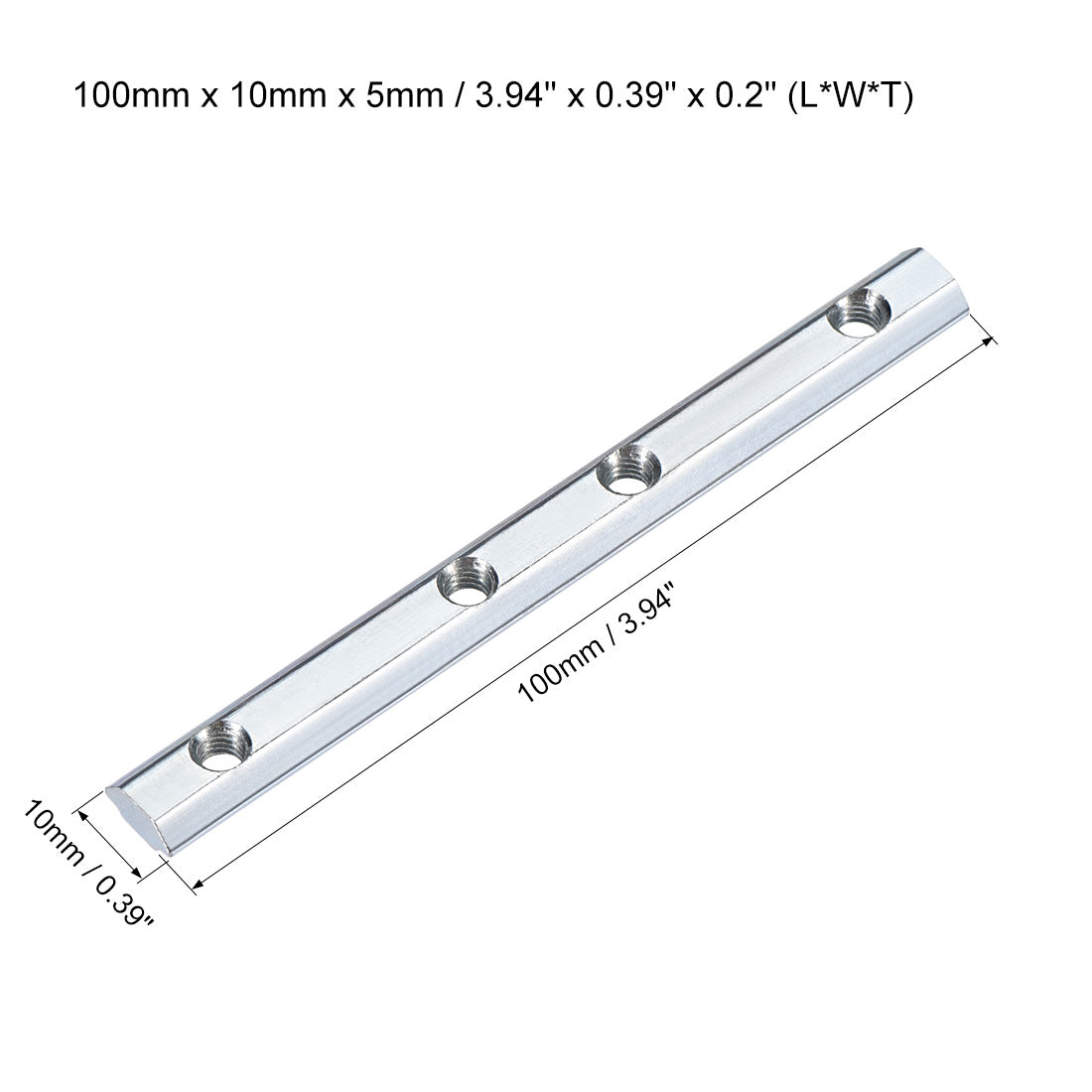 uxcell Uxcell Straight Line Connector, 3.9 Inch Joint Bracket for 2020 Series T Slot 6mm Aluminum Extrusion Profile, 5 Pcs