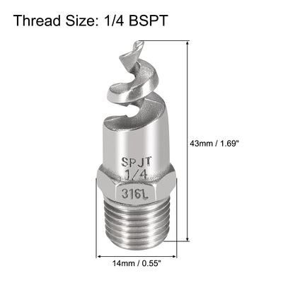 Harfington Uxcell 2 Stk. Spiral Strahldüse Sprühgerät Zerstäuber Düse 316 Edelstahl 1/4BSPT Hell Silber