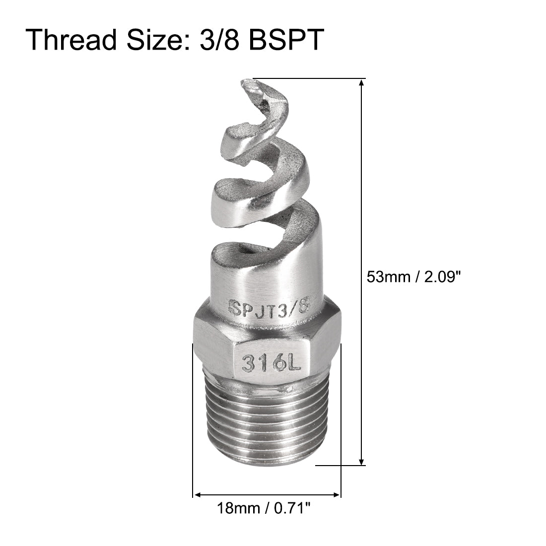 uxcell Uxcell 4 Stk. Spiral Strahldüse Sprühgerät Zerstäuber Düse 316 Edelstahl 3/8BSPT Hell Silber