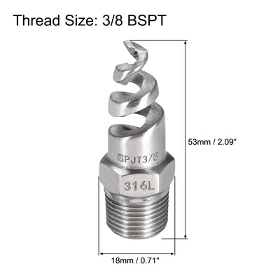 Harfington Uxcell 4 Stk. Spiral Strahldüse Sprühgerät Zerstäuber Düse 316 Edelstahl 3/8BSPT Hell Silber