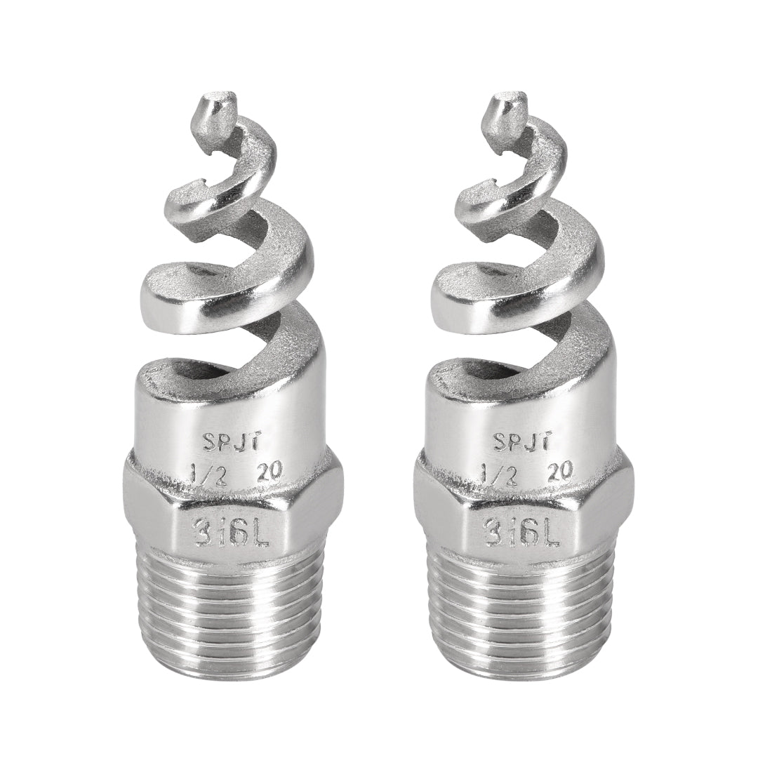 uxcell Uxcell Spiral Cone Atomization Nozzle 1/2BSPT 316 Stainless Steel 2Pcs Bright Silver