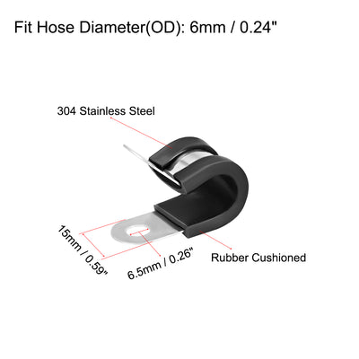 Harfington Uxcell 5Stk. 6mm 304 Edelstahl Gummi gepolsterte isolierte Klemme Metall