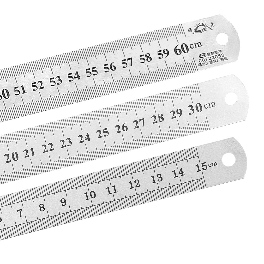 uxcell Uxcell Straight Ruler 150mm 6 Inch 300mm 12 Inch 600mm 24 Inch Metric Stainless Steel Measuring Ruler Tool with Hanging Hole 1 Set