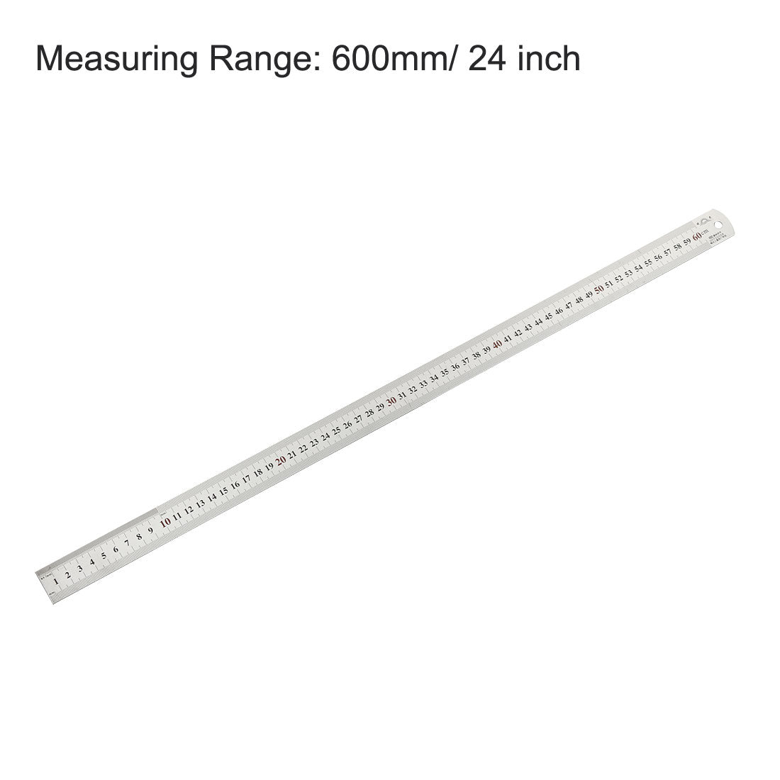 uxcell Uxcell Straight Ruler 60cm 24 Inch Metric Stainless Steel Measuring Ruler Tools 0.9mm Thickness