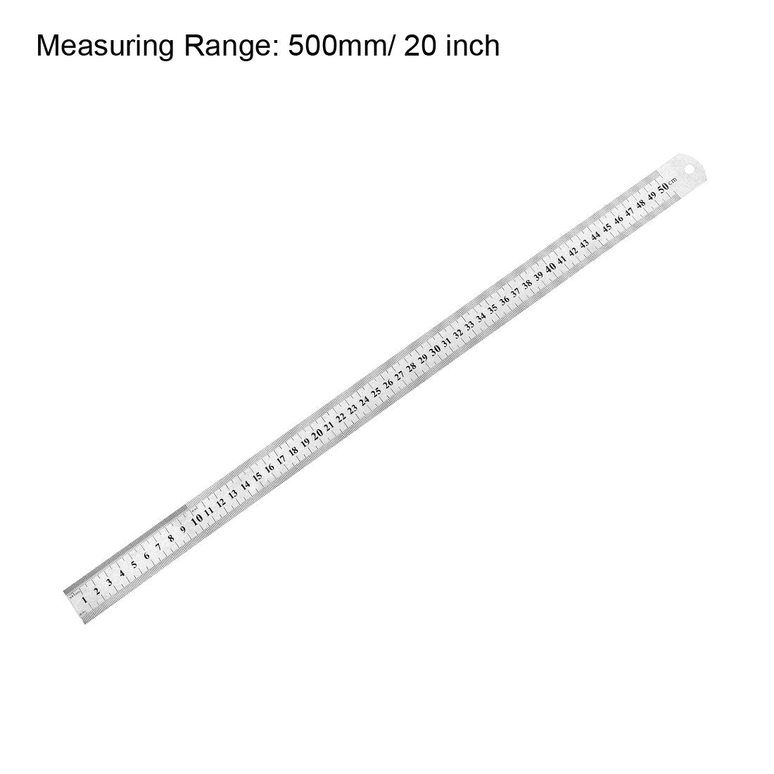 uxcell Uxcell Straight Ruler 50cm 20 Inch Metric Stainless Steel Measuring Rulers Tool 0.7mm Thickness