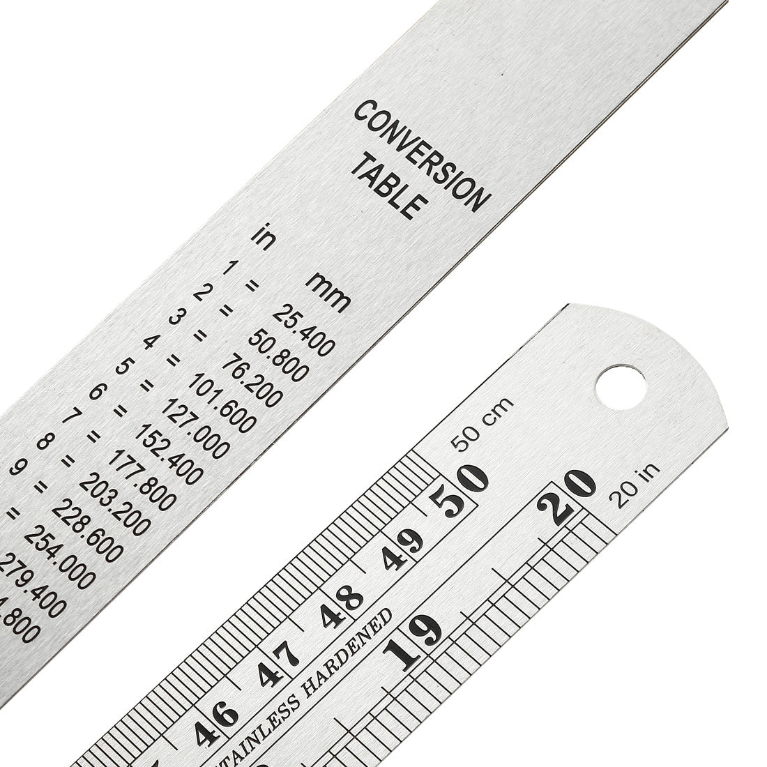 uxcell Uxcell Straight Ruler 500mm 20 Inch Metric Stainless Steel Measuring Ruler Tool with Hanging Hole 2pcs