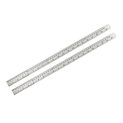 Harfington Uxcell Straight Ruler 500mm 20 Inch Metric Stainless Steel Measuring Ruler Tool with Hanging Hole 2pcs