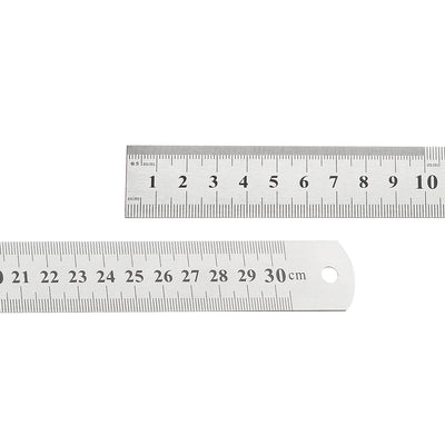 Harfington Uxcell Straight Ruler 150mm 6 Inch 200mm 8 Inch 300mm 12 Inch Metric Stainless Steel Measuring Ruler Tool with Hanging Hole 1 Set