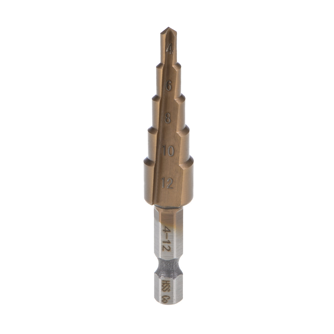 uxcell Uxcell Step Drill Bit 4mm to 12mm 5 Sizes HSS M35 Cobalt Straight Flutes Hex Shank for Metal Wood Plastic