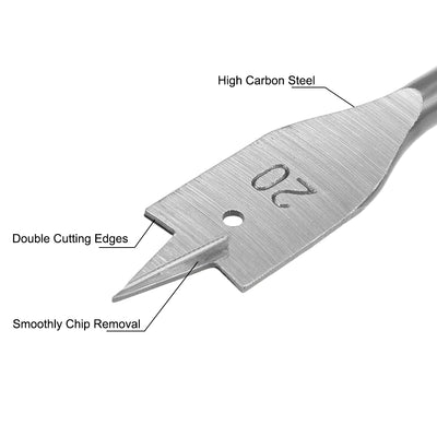 Harfington Uxcell Spade Drill Bits for Wood Paddle Flat Bit 10 12 16 18 20 25 mm Hex Shank for Woodworking DIY Cutter Tool, High Carbon Steel 6in1 Set