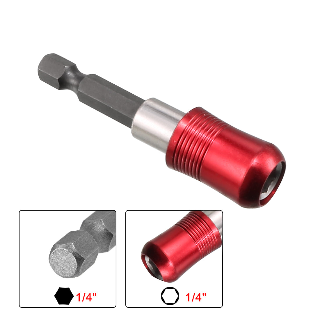 uxcell Uxcell Extension Extend Socket Drill Bit Holder, Magnetic Hex Screwdriver Power Tools ,2.4-inch Length,1/4''-Hexagon Drill Red