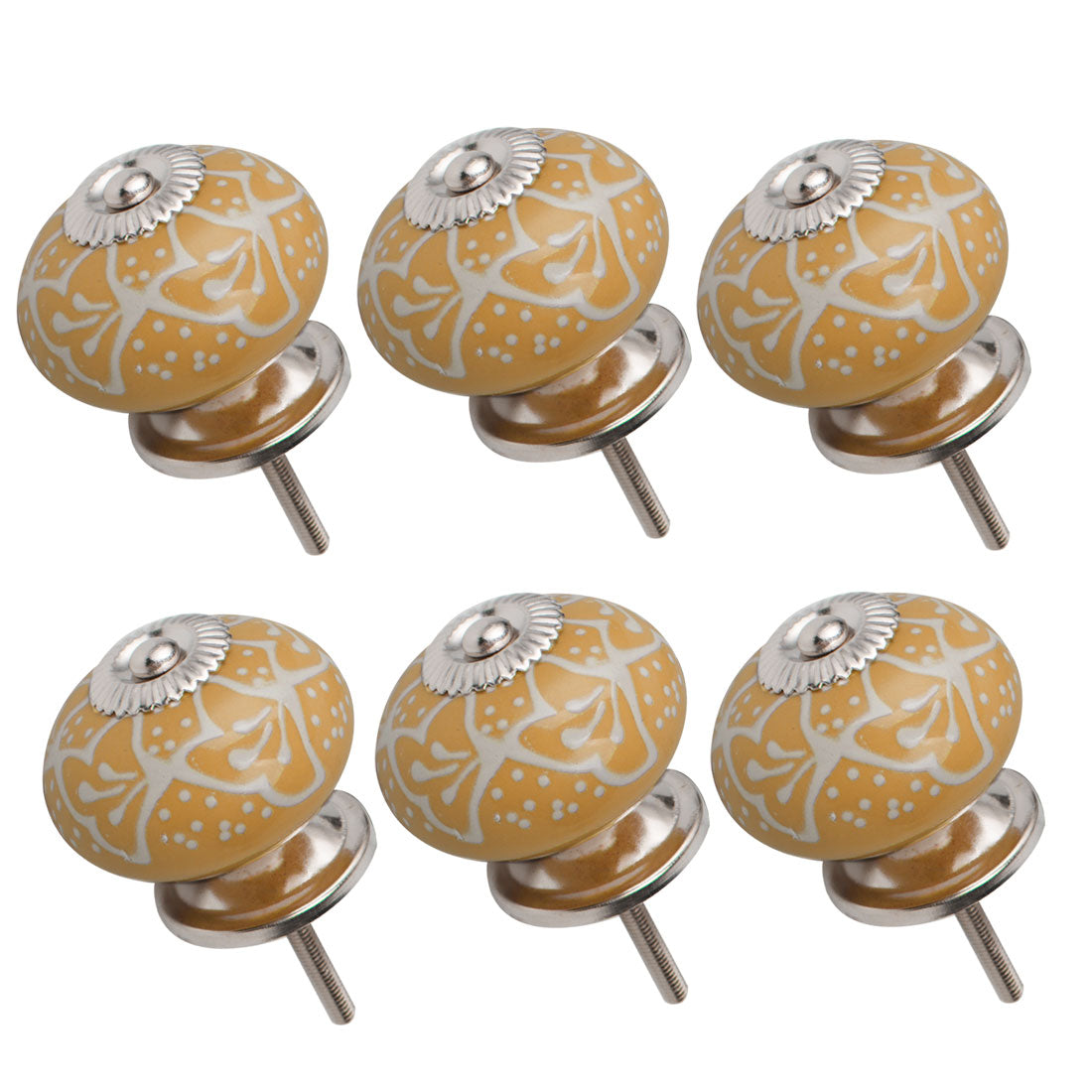 uxcell Uxcell Ceramic Knob Drawers Round Pull Handle Cabinet Wardrobe Dresser Door 6pcs Yellow