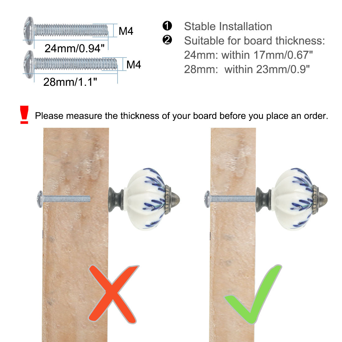 uxcell Uxcell Ceramic Vintage Knob Drawer Round Pull Handle Cabinet Wardrobe Door 4pcs, #1