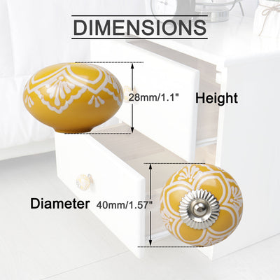 Harfington Uxcell Ceramic Vintage Knob Drawers Round Pull Handle Cabinet Wardrobe Door, Yellow