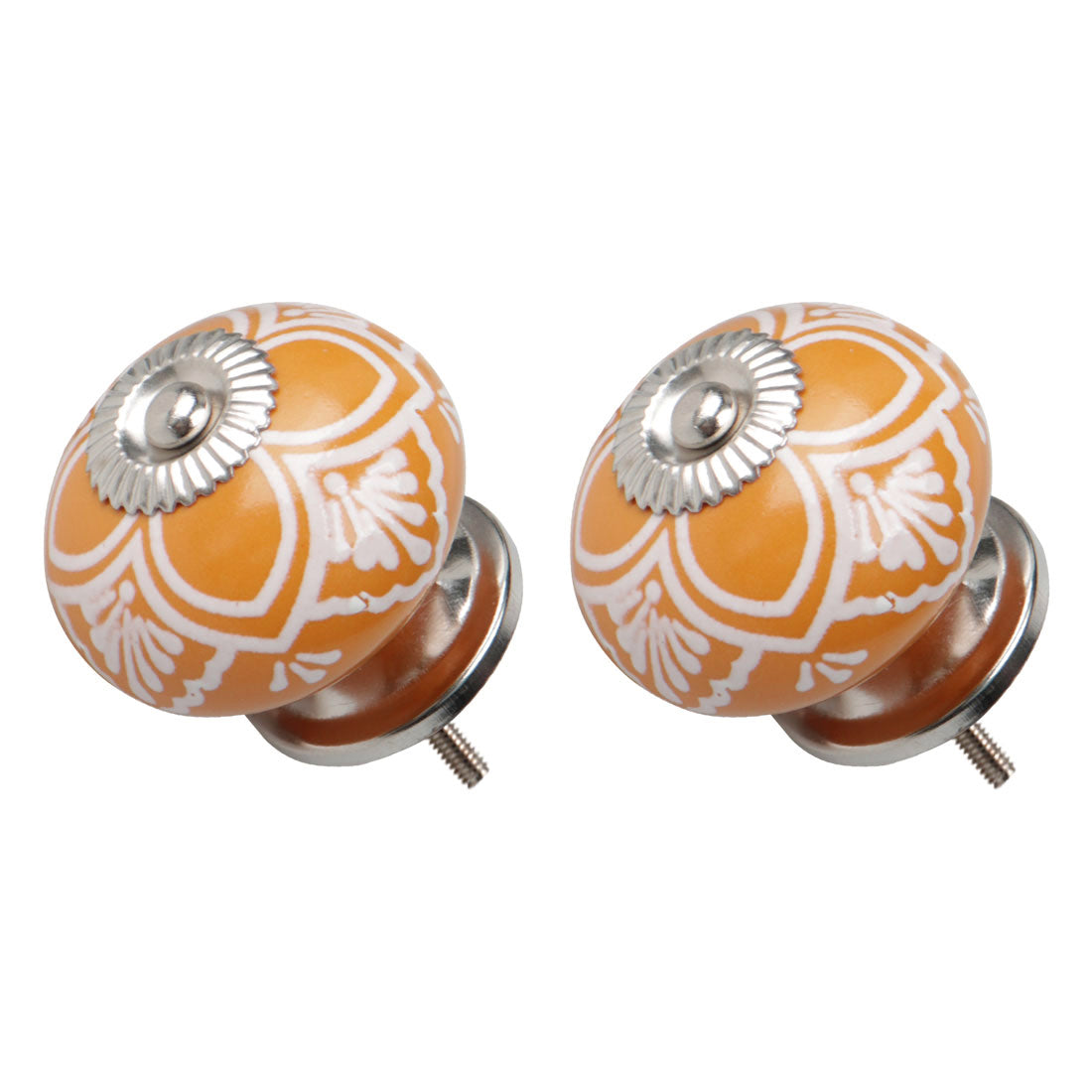 uxcell Uxcell Ceramic Vintage Knob Drawers Round Pull Handle Cabinet Wardrobe Door 2pcs Yellow