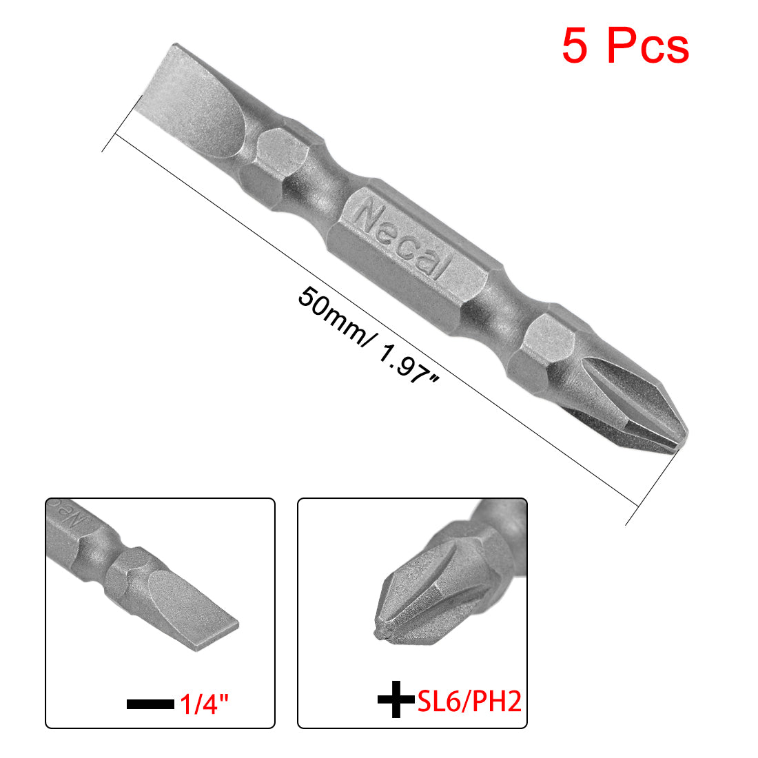 uxcell Uxcell 5stk1/4 "Sechskantschaft 50mm Magnetische SL6 / PH2 Schlitz Schraubendreher S2