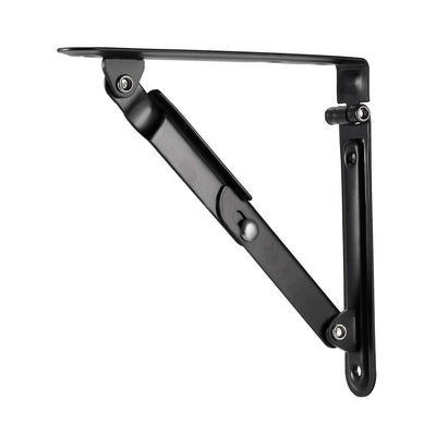 Harfington Uxcell Folding Bracket 6 inch 150mm for Shelves Table Desk Wall Mounted Support Collapsible Long Release Arm Space Saving Carbon Steel