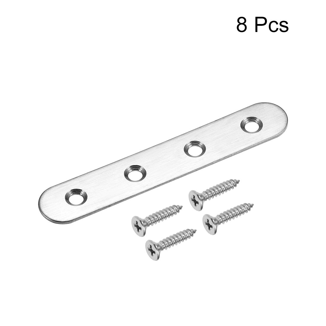 uxcell Uxcell Repair Plate, 100mm x 17mm, Flat Fixing Mending Bracket Connector with Screws, 8 Pcs