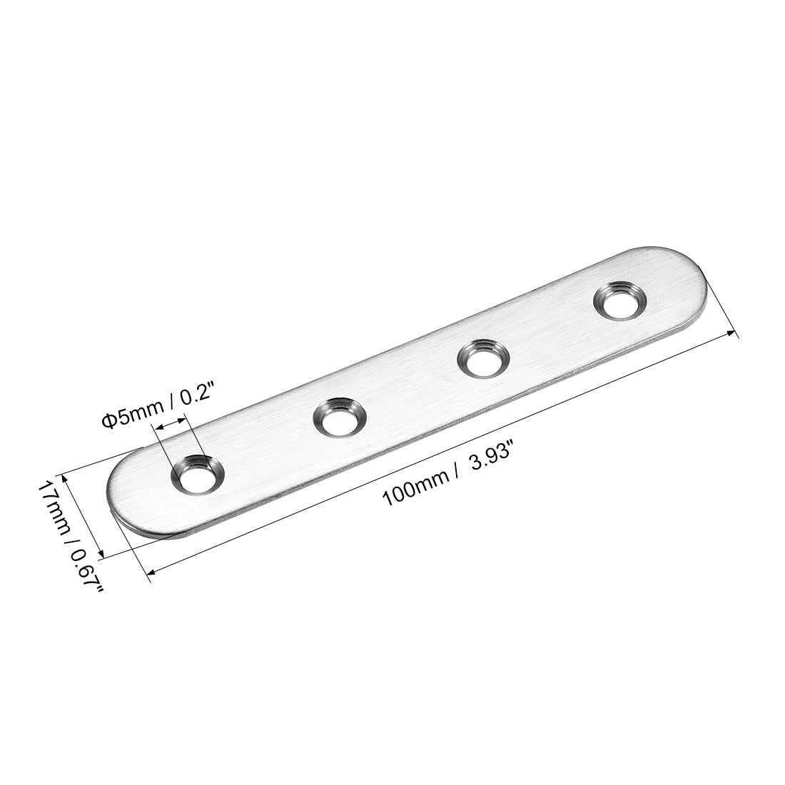 uxcell Uxcell Repair Plate, 100mm x 17mm, Flat Fixing Mending Bracket Connector with Screws, 8 Pcs