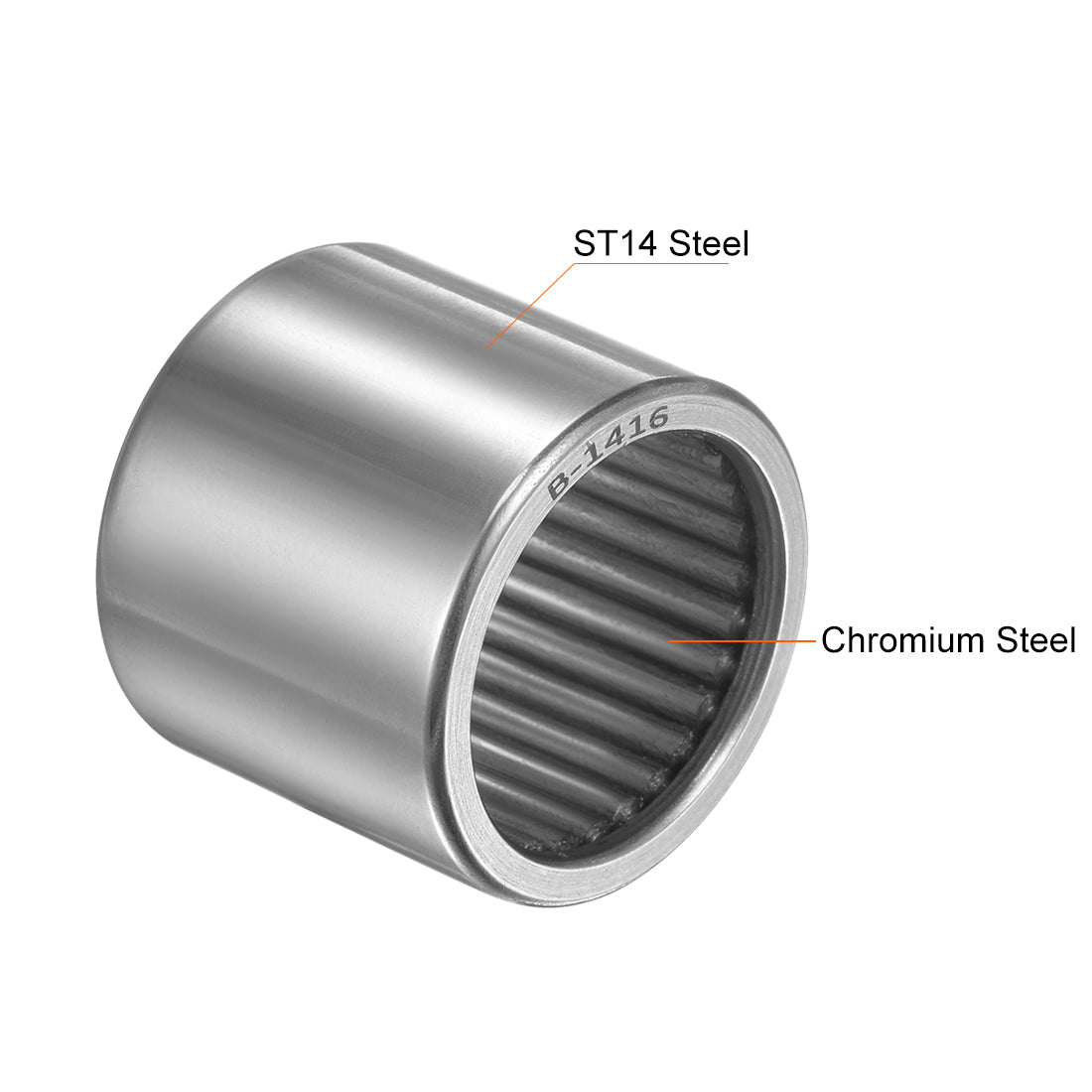 uxcell Uxcell Needle Roller Bearings Open End Full Complement Drawn Cup, Inch