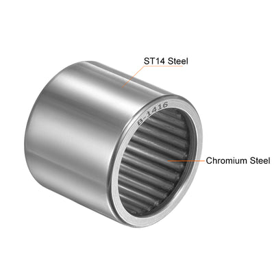 Harfington Uxcell Needle Roller Bearings Open End Full Complement Drawn Cup, Inch