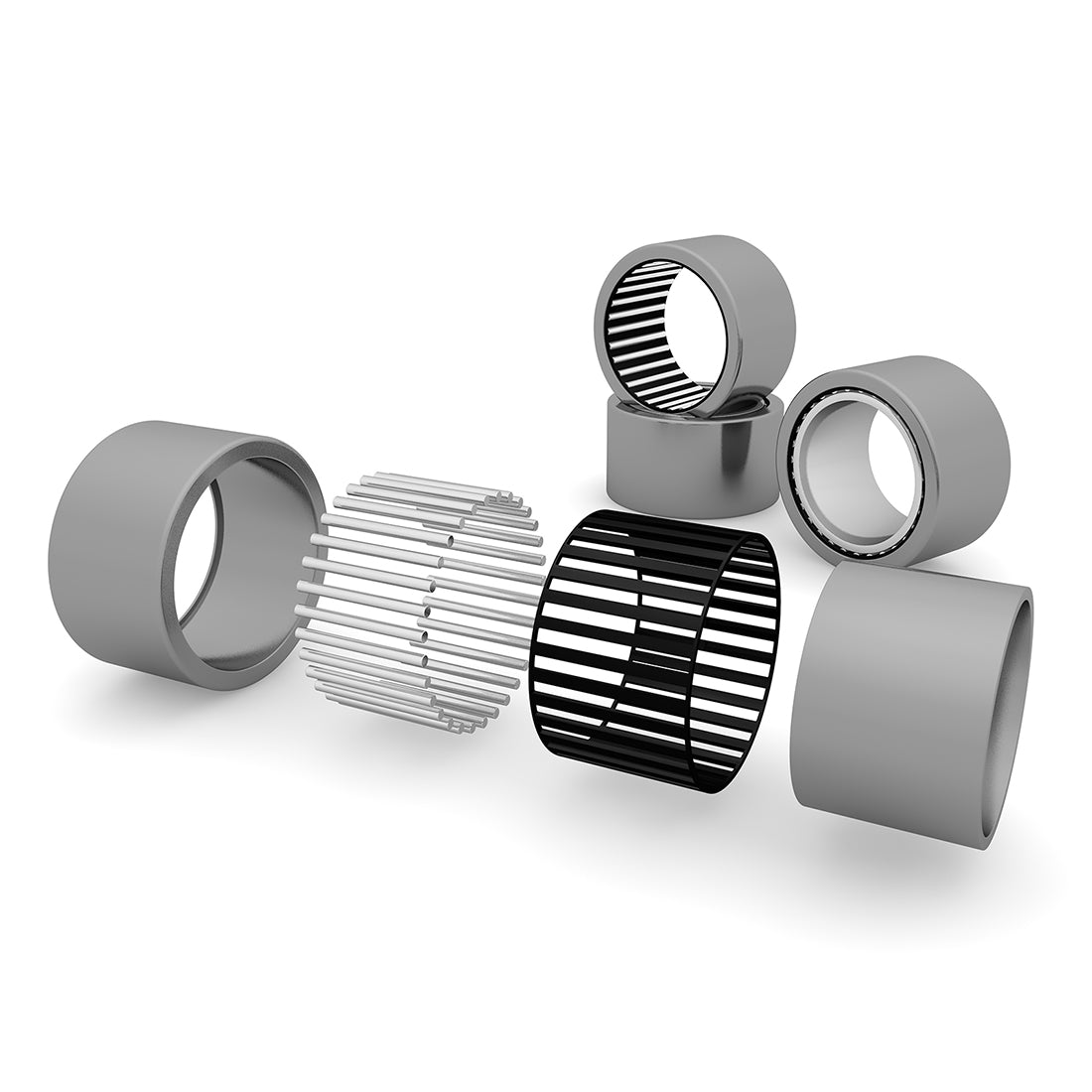 uxcell Uxcell Needle Roller Bearings Open End Full Complement Drawn Cup, Inch