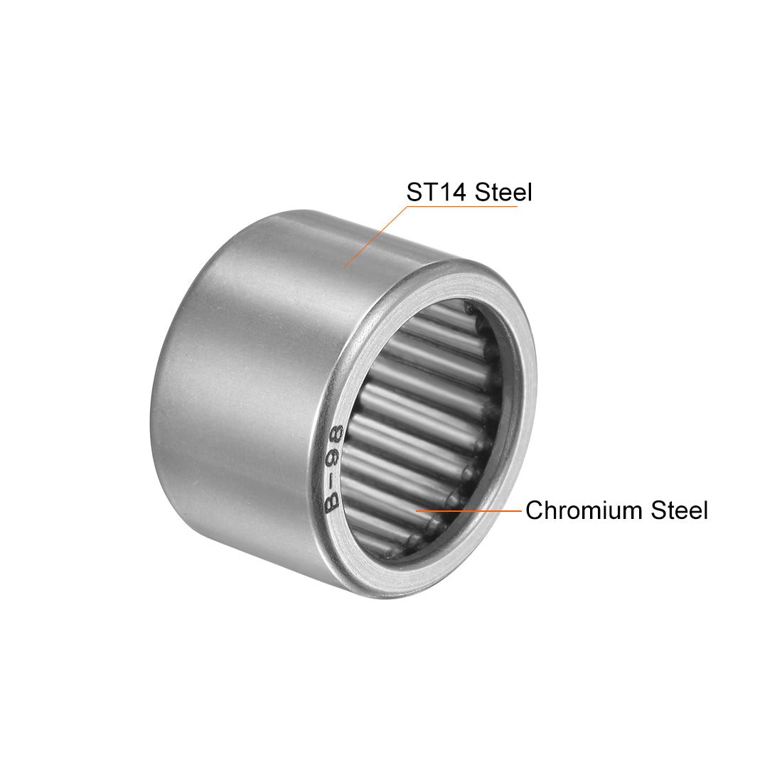 uxcell Uxcell Needle Roller Bearings Open End Full Complement Drawn Cup, Inch