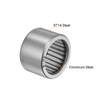 Harfington Uxcell Needle Roller Bearings Open End Full Complement Drawn Cup, Inch