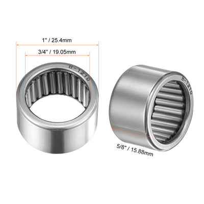 Harfington Uxcell Needle Roller Bearings Open End Full Complement Drawn Cup, Inch