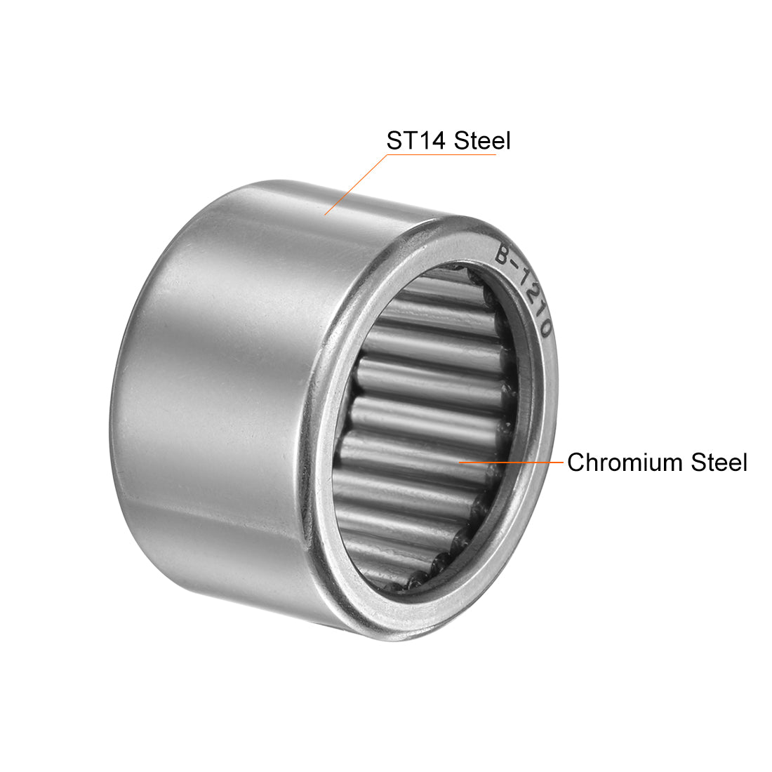 uxcell Uxcell Needle Roller Bearings Open End Full Complement Drawn Cup, Inch