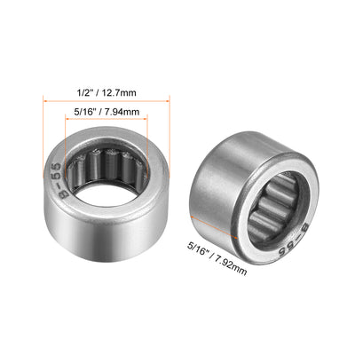 Harfington Uxcell Needle Roller Bearings Open End Full Complement Drawn Cup, Inch