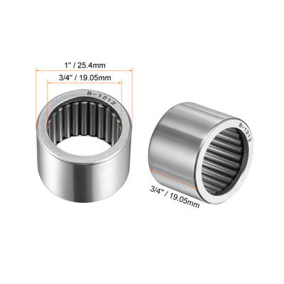 Harfington Uxcell Needle Roller Bearings Open End Full Complement Drawn Cup, Inch