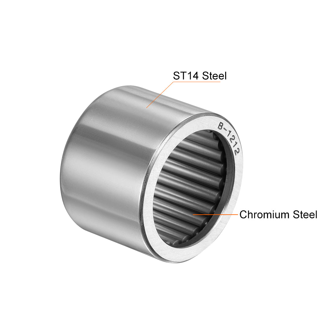 uxcell Uxcell Needle Roller Bearings Open End Full Complement Drawn Cup, Inch