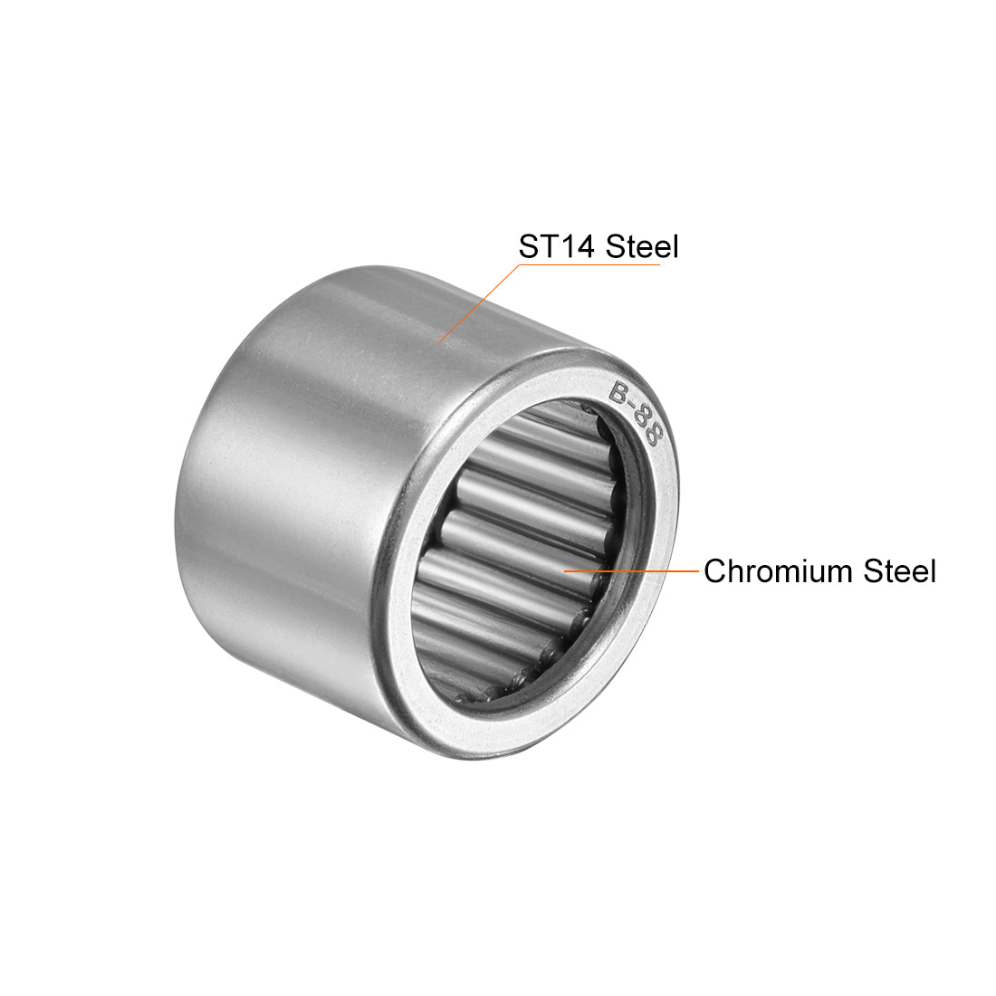 uxcell Uxcell Needle Roller Bearings Open End Full Complement Drawn Cup, Inch